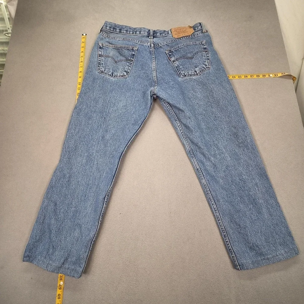Vintage Levis 501 Jeans Mens Light Blue USA‎ Stains 90s Altered Hem Fits 34x26